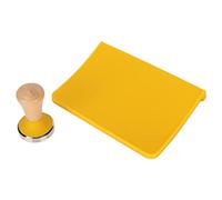 Tapis de bourrage de café en silicone de qualité supérieure avec poignée en hêtre, ensemble de tampons pour la maison et le bureau, accessoires de préparation de café expresso, (Jaune)