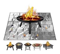 Tapis de brasero - 99 x 99 cm - Tapis de foyer d'extérieur pliable - Tapis de barbecue carré résistant pour terrasse, herbe, pelouse, jardin et camping en plein air