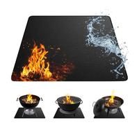 Tapis de brasero carré double face ignifuge et résistant à la chaleur, résistant à l'huile et imperméable pour barbecue de jardin, terrasse, foyers d'extérieur, noir, 100 x 100 cm