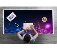 Tapis de Bureau 120x60 cm Protection des Surfaces pour L’espace de Travail Idéal à la Maison Imperméable Facile à Nettoyer Antidérapante Bords Arrondis Vinyle PVC - Espace abstrait