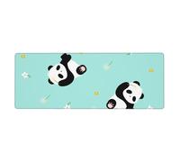 Tapis De Bureau 30X80 Panda Mignon Tapis de Souris d'Ordinateur, Base Caoutchouc Anti-Dérapant,Grand Mousepad Bords Cousus Imperméable,pour Jeux PC Portable Bureau Travail