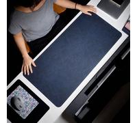 Tapis De Bureau 70x35 cm Réversible en Cuir PVC et Liège 2 mm Bleu YONIS