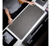 Tapis De Bureau 70x35 cm Réversible en Cuir PVC et Liège 2 mm Gris Foncé YONIS