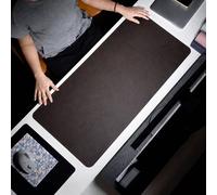 Tapis De Bureau 70x35 cm Réversible en Cuir PVC et Liège 2 mm Marron Café YONIS