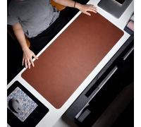 Tapis De Bureau 70x35 cm Réversible en Cuir PVC et Liège 2 mm Marron YONIS