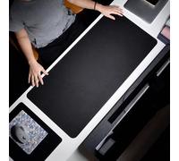 Tapis De Bureau 70x35 cm Réversible en Cuir PVC et Liège 2 mm Noir YONIS