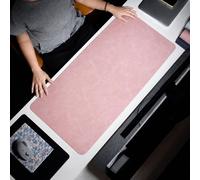 Tapis De Bureau 70x35 cm Réversible en Cuir PVC et Liège 2 mm Rose YONIS