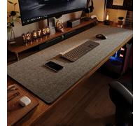 Tapis de Bureau 800 x 300 x 4 mm en Lin Antidérapant à Bords Cousus Gris Foncé YONIS