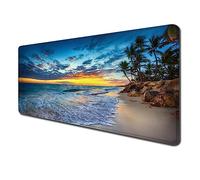 Tapis de bureau avec base antidérapante et bords cousus, motif personnalisé pour ordinateur portable, bureau et maison, 80 x 40 cm, plage hawaïenne