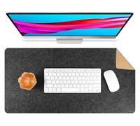 Tapis de bureau double face en feutre et liège avec bords renforcés, tapis de souris, Tapis de bureau multi-usage pour ordinateur portable, bureau et poste de travail à domicile(Black,80x40cm)