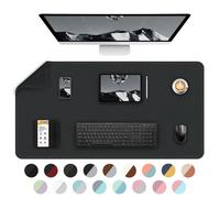 Tapis de bureau double face - Étanche - Protection de table - Grand tapis de souris pour clavier et souris - Sous-main pour ordinateur portable - 90 x 43 cm - Noir