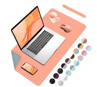 Tapis de bureau double face - Étanche - Protection de table - Grand tapis de souris pour clavier et souris - 60 x 35 cm - Orange pâle + gris