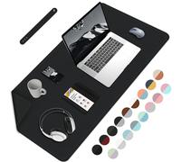 Tapis de bureau double face, grand tapis de souris imperméable en cuir synthétique, tapis de bureau pour ordinateur portable, housse de protection à double usage pour clavier de bureau/maison (noir +