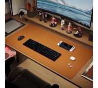 Tapis de bureau en cuir imperméable, tapis de souris pour bureau, tapis d'écriture, pour la maison et le bureau, protection de table et d'ordinateur portable (100 x 50 cm, marron)