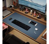 Tapis de bureau en cuir imperméable, tapis de souris pour bureau, tapis d'écriture, pour la maison et le bureau, protection de table et d'ordinateur portable (120 x 60 cm, bleu foncé)