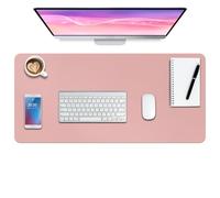Tapis de bureau en cuir,Tapis de bureau,Tapis de bureau imperméable, Tapis de bureau pour clavier et souris,Tapis de souris en cuir,24"x 17"(S-Pink)