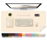 Tapis de Bureau en Cuir, Tapis D'ordinateur Imperméable, Tapis de Bureau Facile à Nettoyer, Tapis de Souris et de Clavier pour le Bureau, Tapis de Bureau Grand Tapis D'écriture (Beige, 100x43cm)