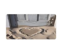 Tapis de bureau en forme de cœur et de sable de plage, 40 x 80 cm, bords cousus, grand tapis de souris de jeu antidérapant avec base en caoutchouc, idéal pour PC, ordinateur portable et bureau à dom