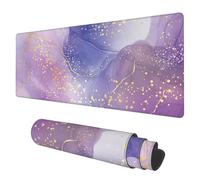Tapis de bureau en marbre liquide rose violet et lavande, grand tapis de souris de jeu tendu de 80 x 30 cm, avec base antidrapante et bord cous