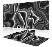 Tapis de bureau en marbre noir et blanc, grand tapis de souris pour clavier de jeu, base en caoutchouc antidérapant, bords cousus épais, tapis de souris imperméable, 80 x 30 cm