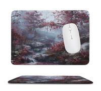 Tapis De Bureau Encre Rustique Feuilles Rouges Montagne Japonaise Antidérapante Tapis De Souris De Jeu Résistant À Usure Gamer Mouse Pad pour Pc Jeux Ordinateur 25X30Cm