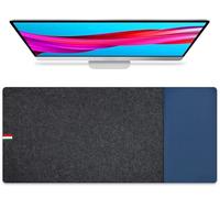 Tapis de bureau extra large en feutre antidérapant, Tapis de souris et clavier épais, Protection de bureau multi-usage pour le jeux(Black+Blue,100x40cm)