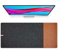 Tapis de bureau extra large en feutre antidérapant, Tapis de souris et clavier épais, Protection de bureau multi-usage pour le jeux(Black+Brown,90x40cm)