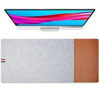Tapis de bureau extra large en feutre antidérapant, Tapis de souris et clavier épais, Protection de bureau multi-usage pour le jeux(Light+Brown,100x40cm)