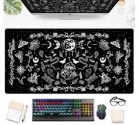 Tapis de bureau gothique occulte noir et blanc, champignon céleste XXL, grand tapis de souris et de jeu, tapis de bureau esthétique, tapis de clavier et de souris pour décoration de bureau, 80 x 40 cm