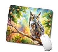Tapis De Bureau Grand-Duc D'Amérique dans Un Arbre (Aquarelle) Étanche Souris Tapis Résistant Mouse Pad pour Pc Accessoires Gaming 10X12In
