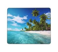 Tapis de Bureau Île avec Plage de Sable et Palmiers Tapis de Souris Gamer