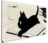 Tapis de bureau kawaï motif chat mignon beige, XXL, grand tapis de bureau esthétique, anime, tapis de clavier extensible, accessoire, décoration de bureau, femme et fille, 80 x 40 cm