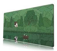 Tapis de Bureau Mignon Kawaii Vert XXL Étendu pour Gaming - Design Ours et Lapin 80 x 40 cm