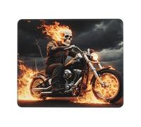 Tapis de Bureau Motard au crâne enflammé sur Une Moto aux Roues Tapis de