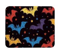 Tapis De Bureau Motif Coloré De Chauves-Souris d'halloween Bords Cousus Tapis De Souris De Jeu Moderne Mouse Pad pour Jeux Pc Professionnels 25X30Cm
