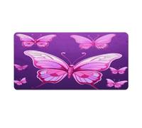 Tapis de bureau papillon rose 40 x 80 cm avec bords cousus, grand tapis de souris gaming antidérapant en caoutchouc pour ordinateur de bureau, clavier, ordinateur portable et souris de travail à dom