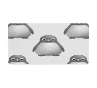 Tapis de bureau Pingouin Gris 30 x 60 cm avec bords cousus, grand tapis de souris gaming antidérapant en caoutchouc pour ordinateur de bureau, clavier, ordinateur portable et souris de travail à dom