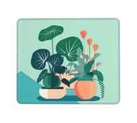Tapis de Bureau Plantes Vertes en Pot d'intérieur à Motifs de Dessins | animés Base de table 10x12in Portable Mousepad Antidérapante Tapis de Souris Gaming pour Accessoires Gamer PC