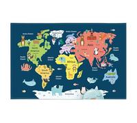 Tapis de bureau pour | Tapis de bureau coloré à motif de carte du monde des dinosaures de l'espace pour étudiants, décoration de bureau, protecteur de table imperméable pour la maison, l'école