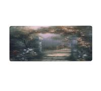 Tapis de bureau Secret Garden 30 x 81 cm avec bords cousus, grand tapis de souris gaming antidérapant en caoutchouc pour ordinateur de bureau, clavier, ordinateur portable et souris de travail à dom
