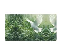Tapis de bureau surdimensionné en caoutchouc motif herbe et pigeon idéal pour grand tapis de souris, 40,6 x 74,9 cm, bureau