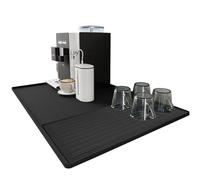 Tapis de café pour comptoir - Tapis de bar à café en silicone avec bords surélevés, tapis de séchage à vaisselle, tapis d'alimentation multifonction pour animaux de compagnie, accessoires de bar à