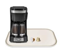 Tapis de cafetière en silicone avec rebord pour comptoirs 44 x 27 cm Blanc | Plateau à café multi-étanche pour comptoir, tapis en silicone antidérapant compatible avec la plupart des machines à café et