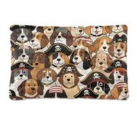 Tapis de cage lavable pour chien motif pirates de dessin animé rétro antidérapant doux et confortable pour chiens de petite, moyenne et grande taille, 91,4 x 61 cm
