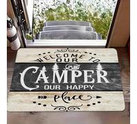 Tapis de Camping 3D 1 - Design « Welcome to Our Happy Campers », Support en Caoutchouc antidérapant, entrée et Chambre, Accessoire pour camping-60x90cm