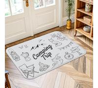 Tapis de camping, aventure en plein air, lanterne, montagne, été, noir, à poils courts en éponge, tapis d'intérieur qui ne perd pas ses poils, salle de bain, chevet, entrée, décoration de porte, 0,6 x