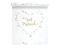 Tapis de cérémonie just married blanc et or 10 m x 75 cm mariage chic - Blanc - Taille Unique