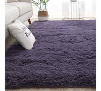 tapis de chaise pour tapis， Tapis de luxe moelleux à poils longs, antidérapant, moderne, à poils épais, super doux, for salle à manger, chambre à coucher, décoration d'intérieur(Purple Gray,60*200cm)