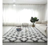 tapis de chaise pour tapis， Tapis Tapis Chic Abstrait Antidérapant - Moderne Super Doux Poils Épais Intérieur Moderne Décor À La Maison Tapis De Sol for Chambre Salon Salle À Manger(White,50*200)