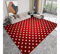 Tapis de Chambre 100 x 160 cm Moquette Doux Rouge Blanc Pois, Tapis de Salon Antidérapant Lavable Decor Moderne Du Milieu Du Siècle - Moquette pour Salle de séjour Chambre d'enfant Salle de Jeu